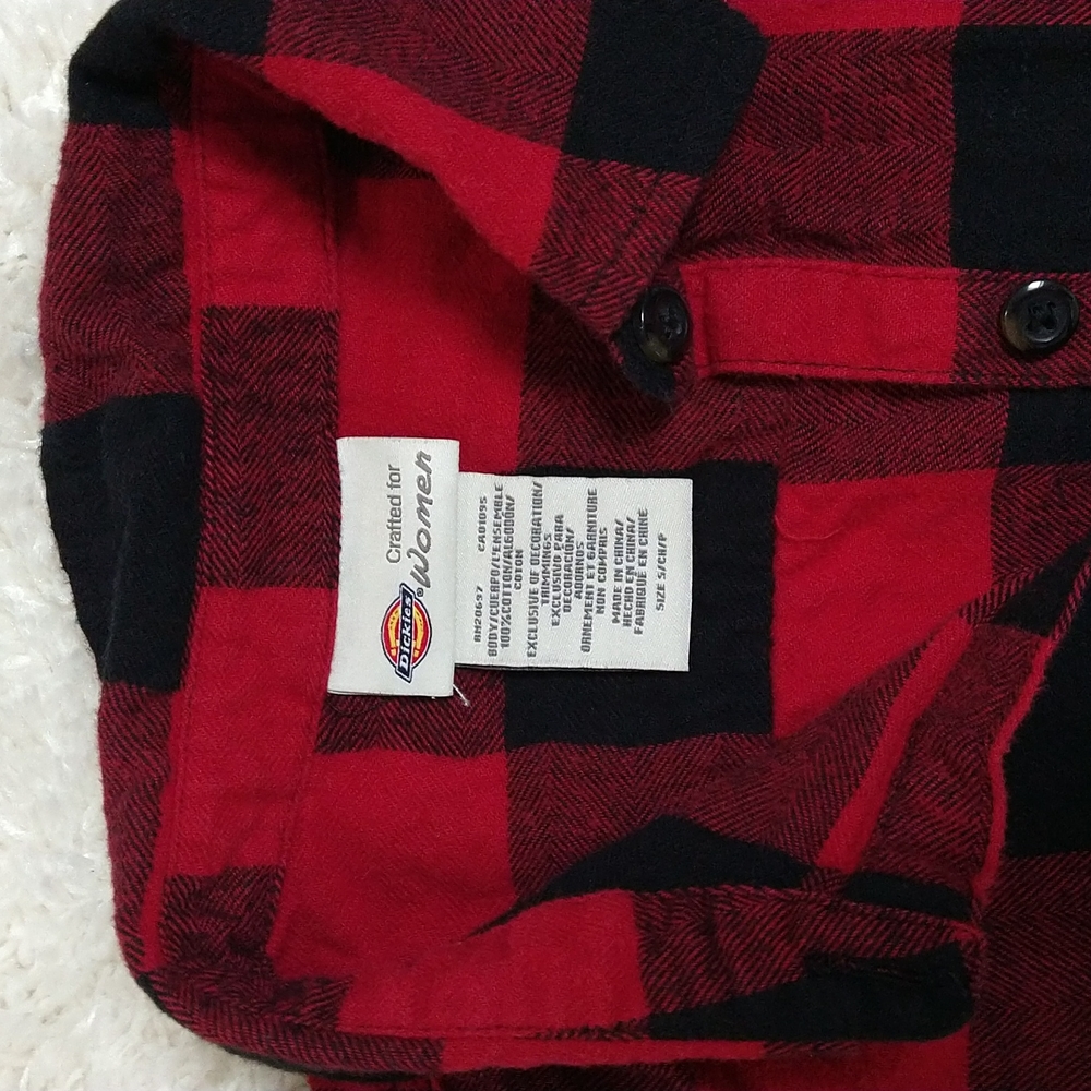Dickies Red Button Down Flannel S - image 2